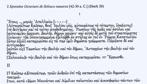 Epistulae Octaviani Caesaris de Seleuco navarcha (1)